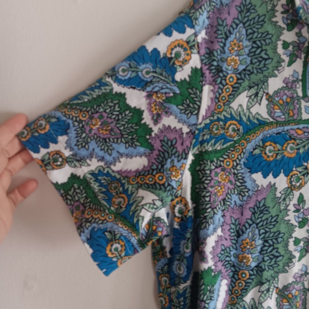Vera Bradley cotton button-down night dress flowers + feathers cool beach summer - Picture 5 of 9